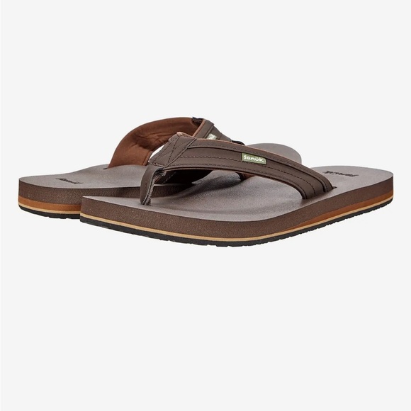 COPY - Sanuk Men’s Brown Flip Flops - Picture 5 of 6
